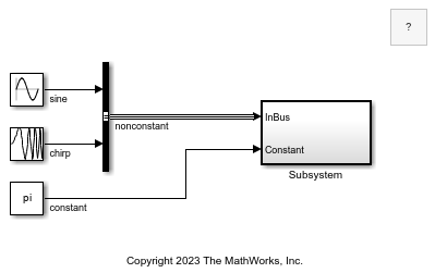 Model with subsystem that receives a bus and a signal