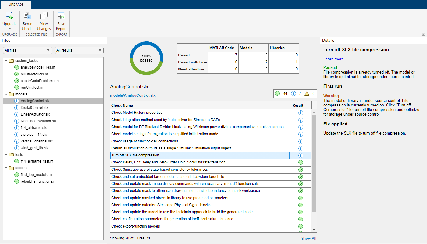 Check for Compatibility Issues and Upgrade Simulink Models Using Project Upgrade