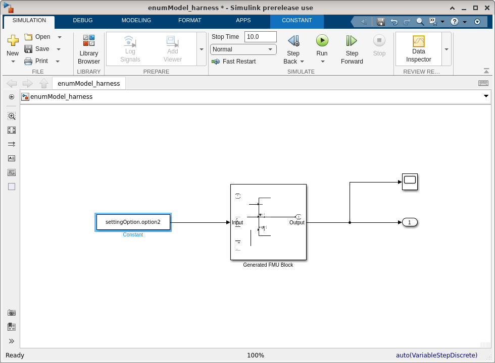 Simulate FMU with Enum Type Ports using FMU Import Block