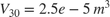 $$ V_{30} = 2.5e-5\,m^3 $$