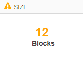Size widget showing 12 Blocks with warning status