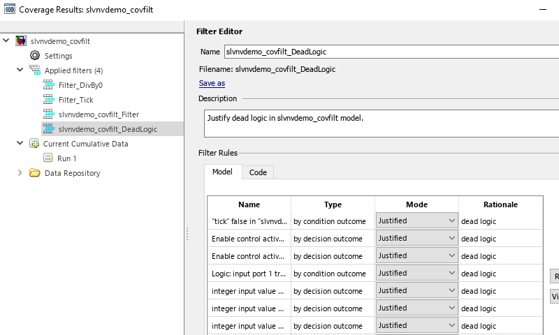 Creating and Using Coverage Filters