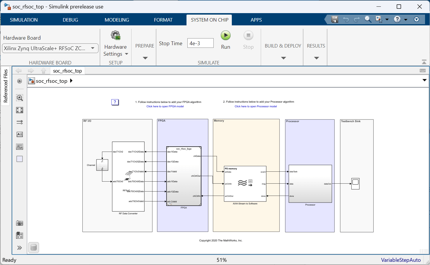 Simulink soc_rfsoc_top model.