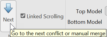 Click the Next button to go to the next conflict or manual merge.