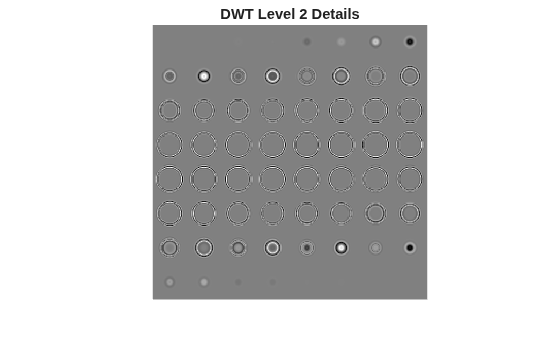 Figure contains an axes object. The hidden axes object with title DWT Level 2 Details contains an object of type image.