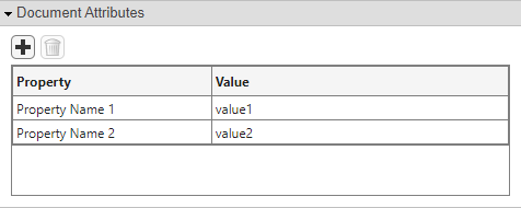 The document attributes from the previously shown Excel document. The panel shows two properties, each with a value.