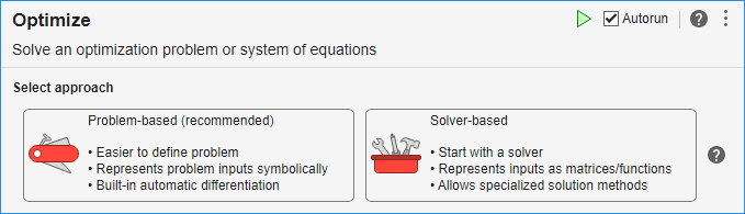 Choose between problem-based and solver-based task.