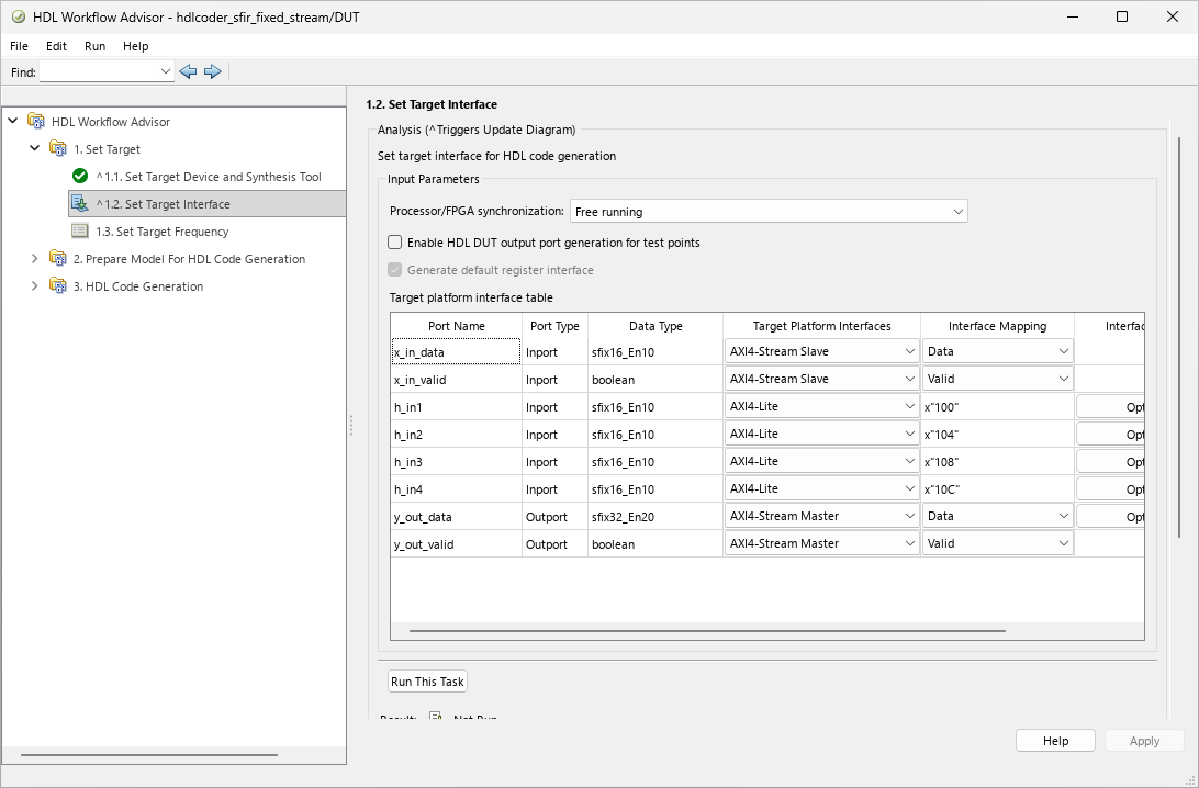 Set Target Interface task