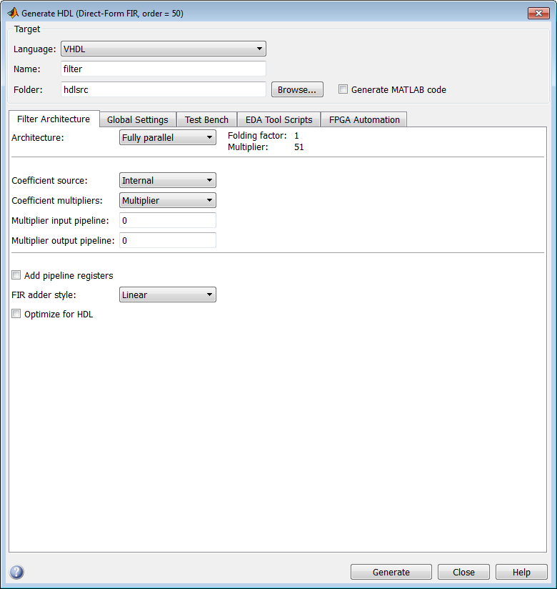 Generate HDL tool