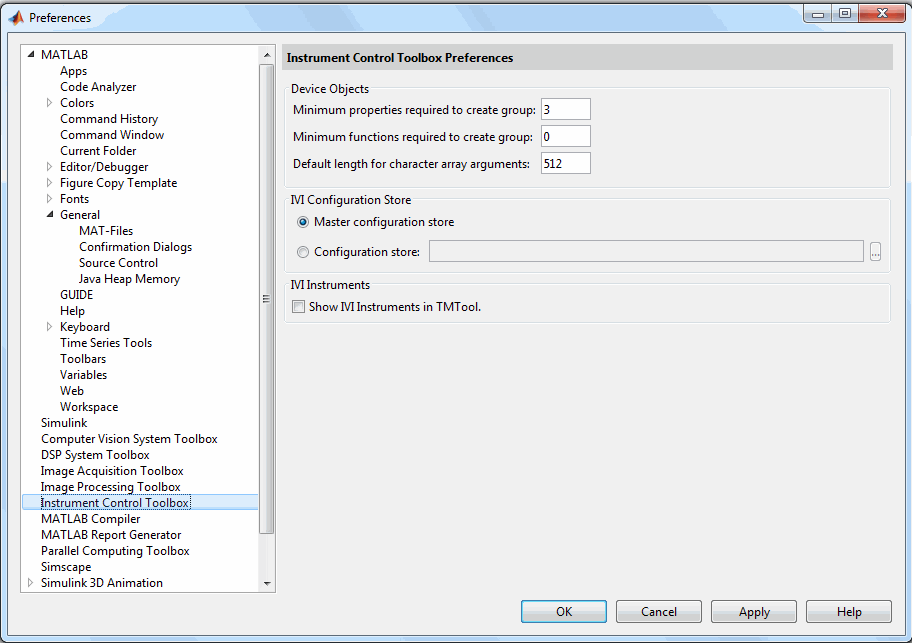 Device object. Системы Vaal Toolbox. Matlab preferences как открыть.