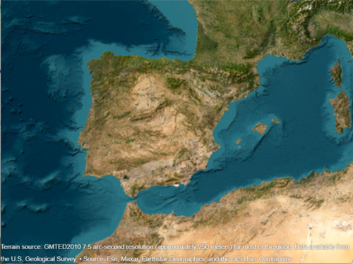 Satellite view of Spain