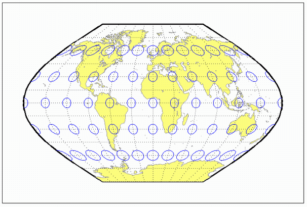 World map using Winkel 1 projection