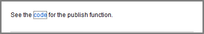 Published document with a line of text that includes the hyperlinked word code