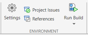 Run Build button in the Environment section on the Project tab