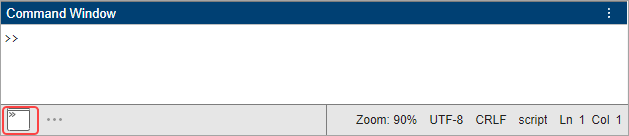 Command Window with the bottom sidebar underneath it. The Command Window icon in the bottom sidebar is circled in red.