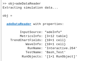 Extracted simulation data for single test