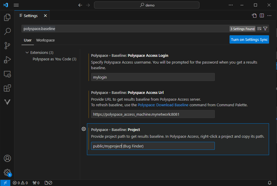 Configure Baseline