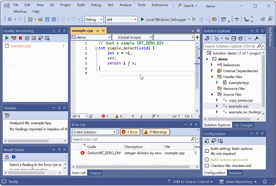 example of automatic analysis on save