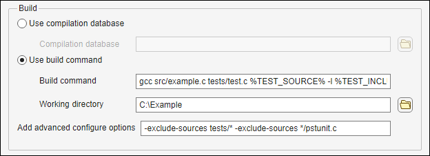 Build command option with add advanced configure options of -exclude-sources