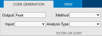 Output filter set for all signal names that include the word peak