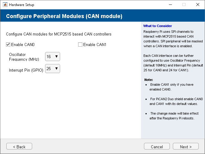 Hardware Setup Configure CAN Module