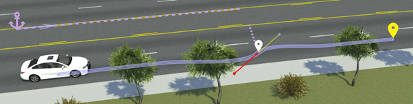 Path with tangent line