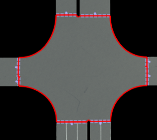 RoadRunner scene built using Scene Builder Tool with Preserve Junction Lanes option toggled On