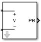 Outport block icon with Sensor type set to Ideal voltage, Output parameter set to Real Passband, and Ground and hide terminal is Off.