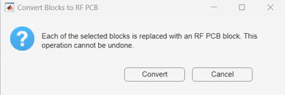 Convert Blocks to RF PCB dialog