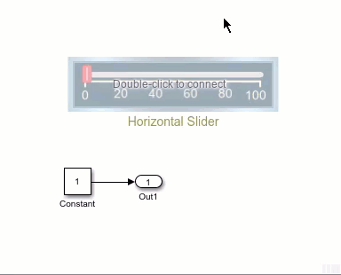 An unconnected Horizontal Slider block connects to a Constant block.