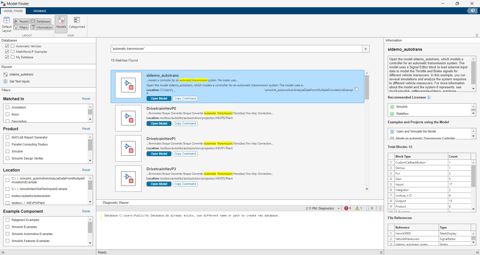 Model Finder User Interface