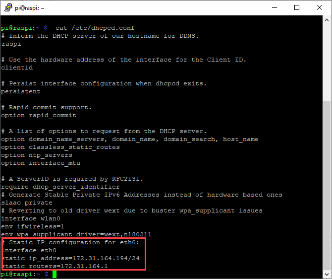 Static IP address for Raspberry Pi