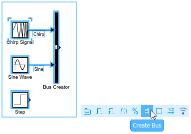 Pointer paused on Create Bus button in action bar