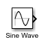 Sine Wave block with the block name myBlock on bottom of the block.