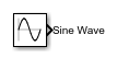 Sine Wave block with the block name myBlock on the right side of the block.