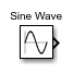 Sine Wave block with the block name myBlock on top of the block.