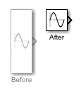 A Sine Wave block before and after contracting up by a factor of three.