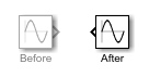 A Sine Wave block before and after flipping left.