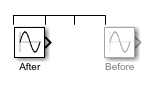 A Sine Wave block before and after moving three times its width to the left.