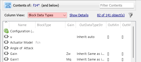 In the Model Explorer, the Column View drop-down list is highlighted.