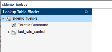 sldemo_fuelsys in Lookup Table Blocks pane