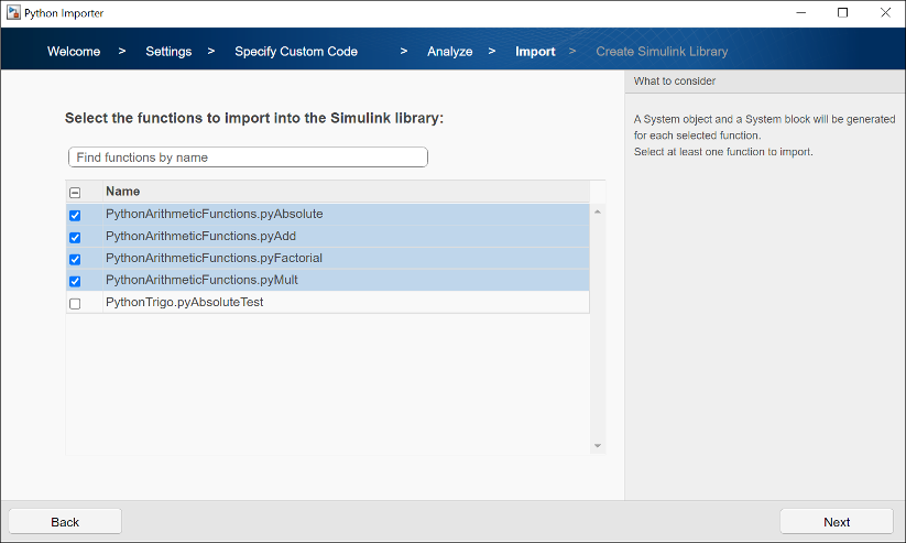 Python Importer select functions to import