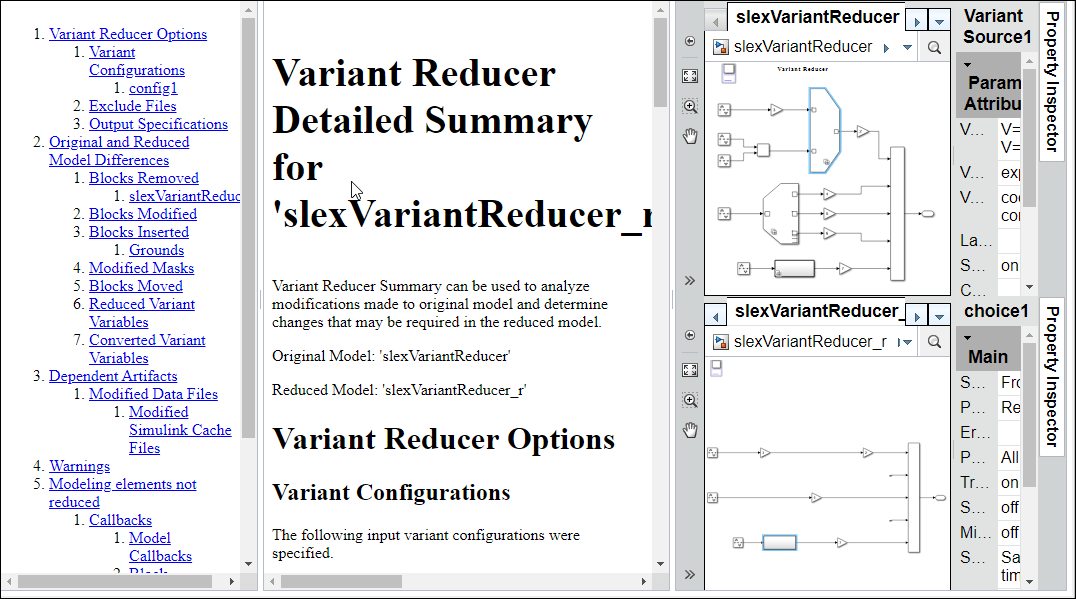 Variant reducer summary report