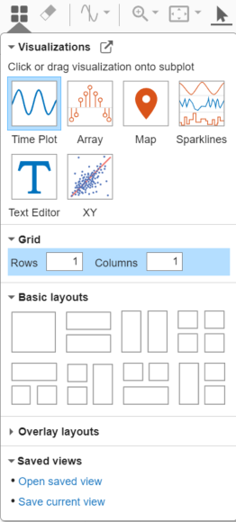 The Visualizations and layouts menu.