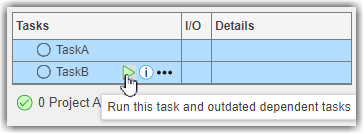 TaskB depends on TaskA. Both tasks are highlighted in the Process Advisor app.