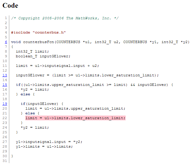 Code snippet for a function that has line 22 highlighted pink, indicating that line 22 is missing coverage.