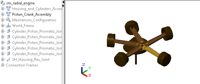 Radial Engine with Only Piston Subsystem Visible