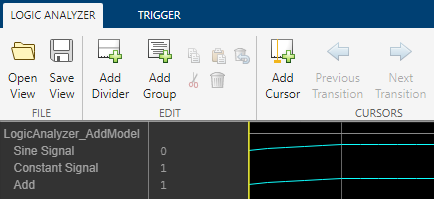 Logic Analyzer view with the updated signal names