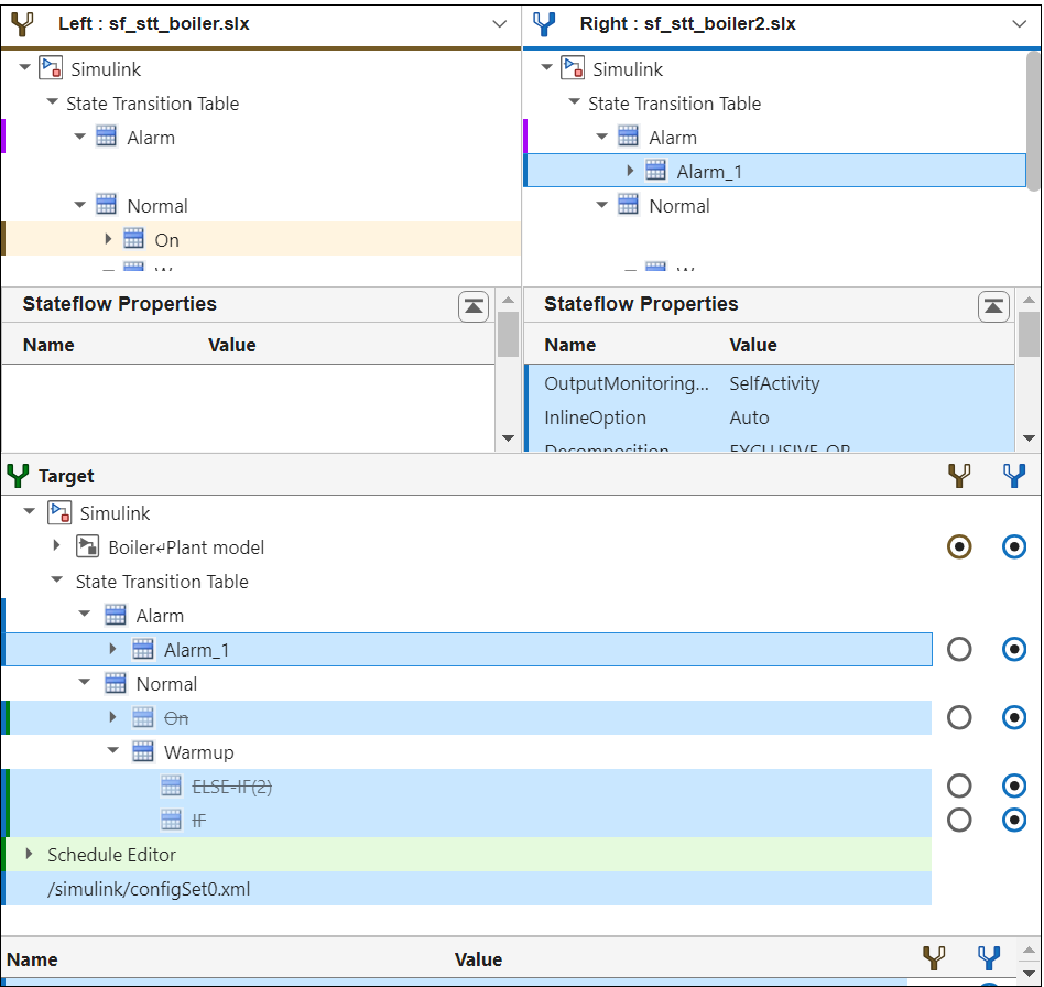 Merge options for two different state transition tables.