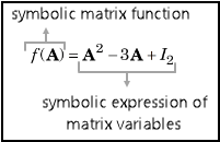 Symbolic matrix function that represents a symbolic expression of matrix variables